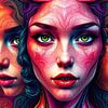 Portrait féminin surréaliste avec motifs sur AidasignArt