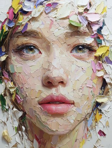 schilderij vrouw met bloemen