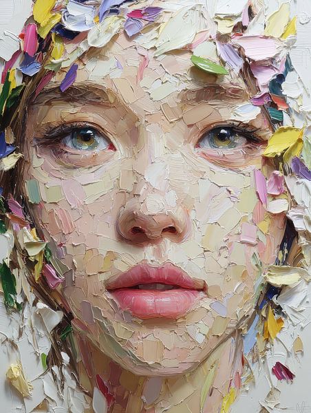 peinture femme avec fleurs par Egon Zitter