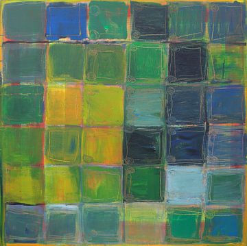 36 Green, Yellow, Blue  squares by Liliane Dumont
