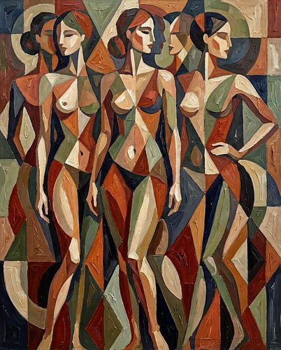 Geometric Harmony in Blue and Ochre by Jan Keteleer