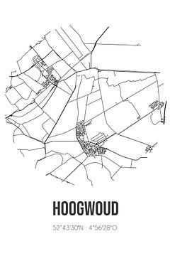 Hoogwoud (Noord-Holland) | Karte | Schwarz und Weiß von Rezona
