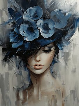 Modern portrait in blue by Carla Van Iersel