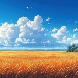 Goldene Felder unter einem strahlenden Himmel von Hikmah Hidahasbi