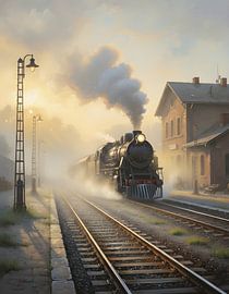 Dampf und Sonnenlicht im historischen Bahnhof von Regan Frederick