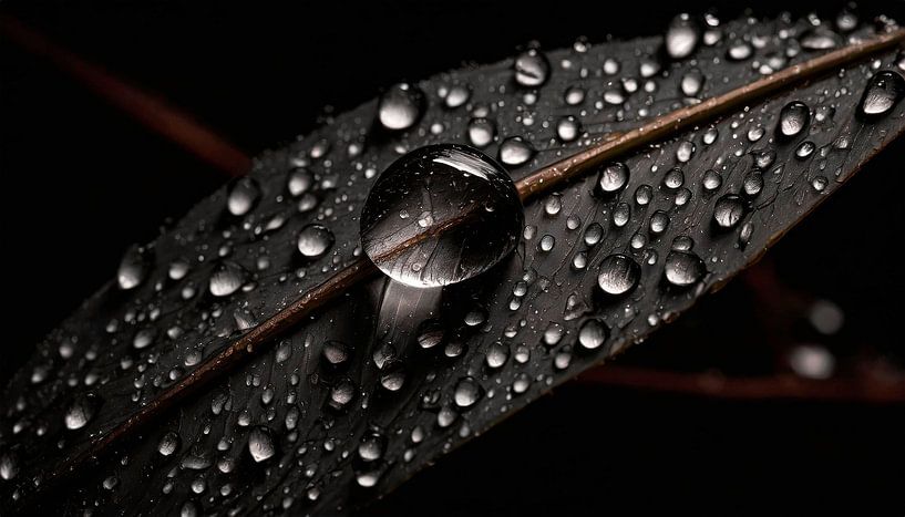Raindrop with leaf by Mustafa Kurnaz