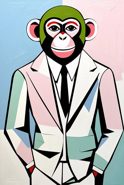 Singe abstrait coloré en costume par Art & Soul Creations