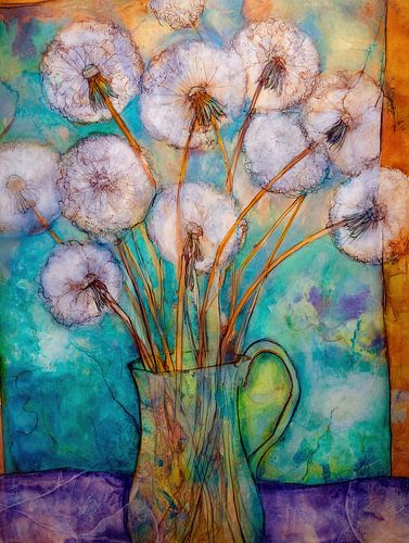 Paardenbloemen Vaas | Whimsical White Flowers in Glass