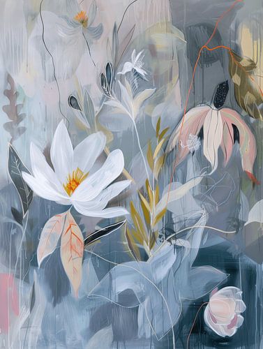 Botanisch abstract in pastelkleuren