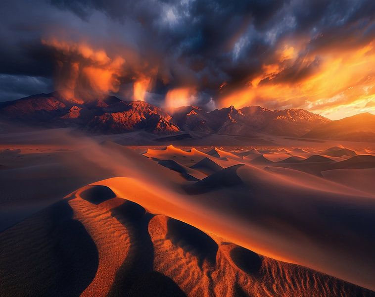 Goldschimmernde Sandmeer von fernlichtsicht