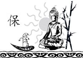 Buddha sculpture mono image by Roswitha Lorz