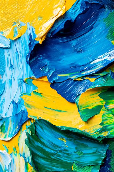 Farbenfrohe Acrylmalerei Nahaufnahme von Poster Art Shop