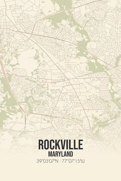 Vintage map of Rockville (Maryland), USA. by Prints of Place