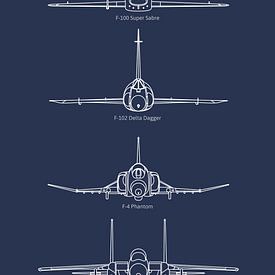 Vliegtuigtypes Soesterberg blauw van Studio Bosgra