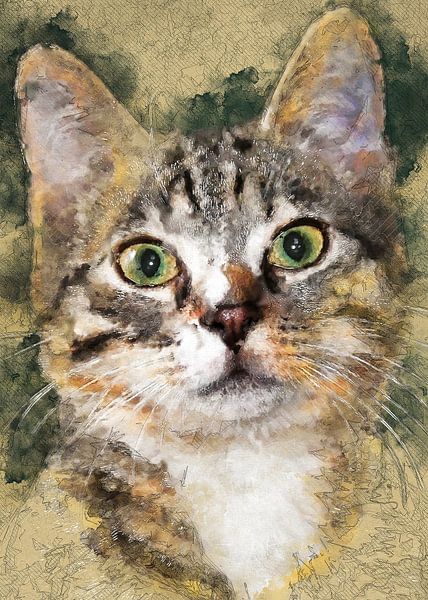 Cat animal watercolor art #cat #kitten by JBJart Justyna Jaszke