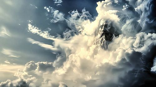 Gezicht in de bewolkte lucht