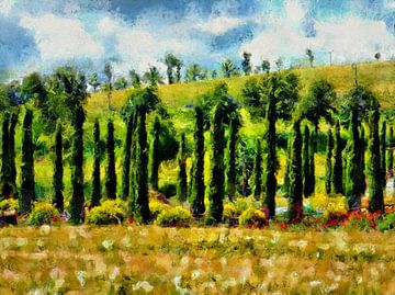 Impressions of Cypress Trees in Umbria by Dorothy Berry-Lound