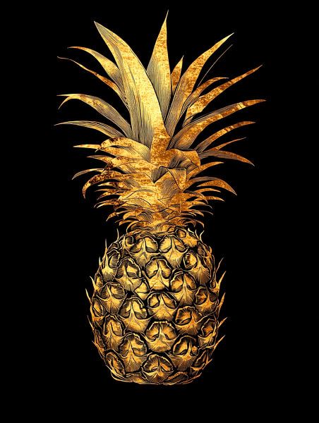 Goldene Ananas auf Schwarz – Eleganz pur von Poster Art Shop