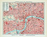 Vintage kaart Londen - City en Westend ca. 1900 van Studio Wunderkammer thumbnail