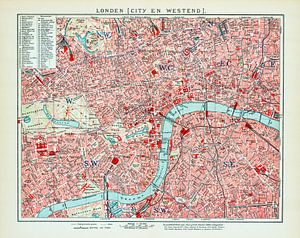 Vintage-Karte London - City und Westend ca. 1900 von Studio Wunderkammer