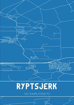 Blauwdruk | Landkaart | Ryptsjerk (Fryslan) van Rezona