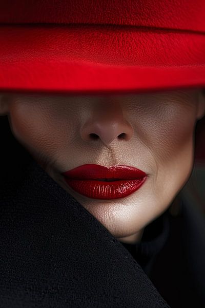 woman with hat and red lips by Egon Zitter