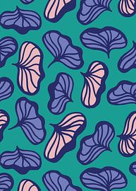 Dynamic floral pattern on turquoise background by Studio DZW