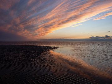 Sunset in the Wadden Sea by Katrin May