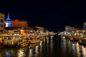 Hafen bei Nacht in Palavas les Flots Frankreich