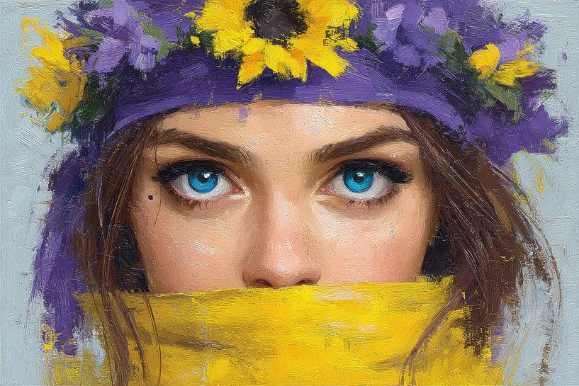 femme avec des fleurs par Egon Zitter