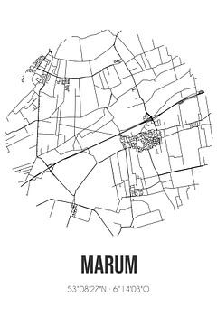 Marum (Groningen) | Landkaart | Zwart-wit van Rezona