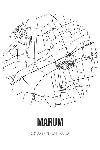 Marum (Groningen) | Map | Black and white by Prints of Place