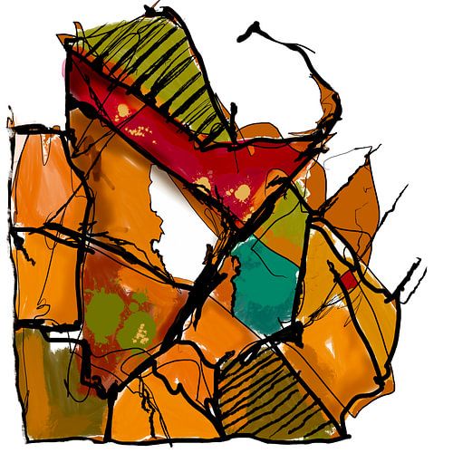 Dynamic abstract work featuring lines and blocks of colour – modern art