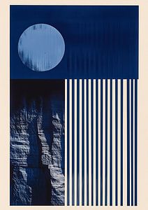 Bauhaus Abstrakt Blau Mond Streifen