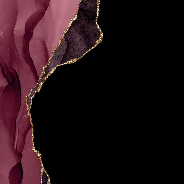 Burgundy &amp; Gold Agate Texture 09 by Aloke Design