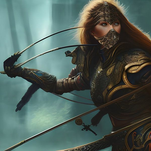 Fantasy warrior of the element water in armour by Babetts Bildergalerie