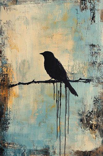 Vogel silhouet op abstracte achtergrond