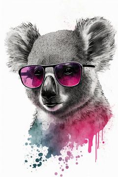Koala in het roze van Poster Art Shop