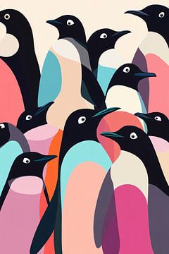 Kleurrijke abstracte pinguïns kunst van Imperial Art House