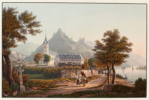 Uitzicht op Bornhofen vanaf de ruïnes van Liebenstein en Sternberg of de twee broers, Johann Ludwig Bleuler