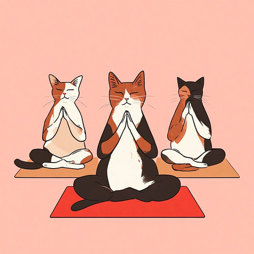 Drei Katzen in der Yoga-Pose. von J.a Dijkstra