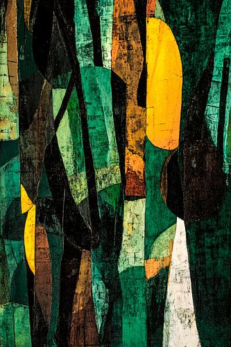 Abstracte bossferen in groene tinten