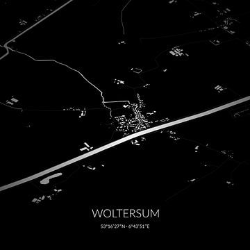 Zwart-witte landkaart van Woltersum, Groningen. van Rezona