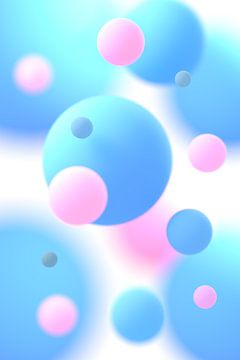 Drijvende ballen blauw en roze van Jörg Hausmann
