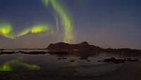 Intense northern lights on the Lofoten Islands