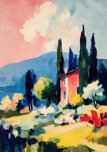 Huis in een kleurrijk landschap