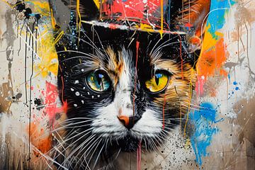 Graffiti schilderij, kat van BowiScapes abstract en digitale kunst