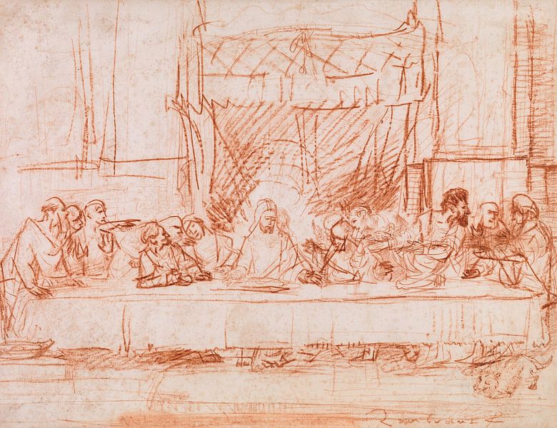 Das letzte Abendmahl, nach Leonardo da Vinci, Rembrandt von Meisterhafte Meister