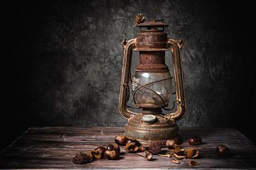 Stilleven oude verroeste lantaarn van Mariette Kranenburg