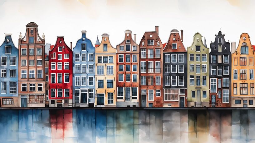 Maisons sur les canaux à Amsterdam par Thea